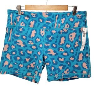 IAB Athletic Bike Shorts Womens 12 XL Blue Animal Print Performance Gym Colorful
